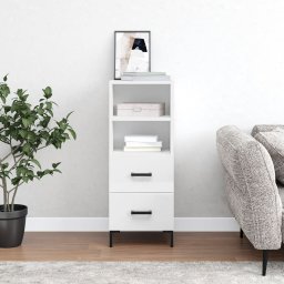 Servanta, alb extralucios, 34,5x34x90 cm, lemn compozit GartenMobel Dekor