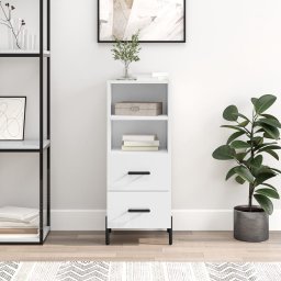 Servanta, alb extralucios, 34,5x34x90 cm, lemn compozit GartenMobel Dekor