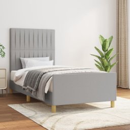 Cadru de pat cu tablie, gri deschis, 100x200 cm, textil GartenMobel Dekor
