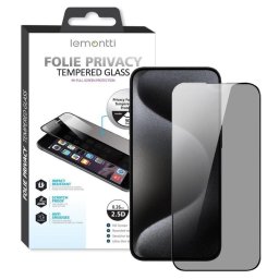 Lemontti Privacy Full Fit - Folie protecție ecran din Sticlă securizată - compatibil cu Samsung Galaxy A25 5G - Privacy - culoare Negru