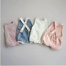Salopeta cu dungi pentru bebelusi (Culoare: Bleu, Marime: 100)