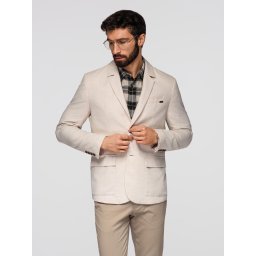 Ombre Men's REGULAR cut blazer with linen - cream