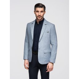 Ombre Men's REGULAR cut jacket with linen - light blue