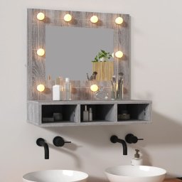 Dulap cu oglinda si LED, gri sonoma, 60x31,5x62 cm GartenMobel Dekor