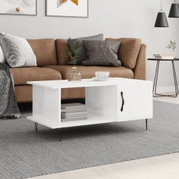 Masuta de cafea, alb extralucios, 90x50x40 cm, lemn compozit GartenMobel Dekor