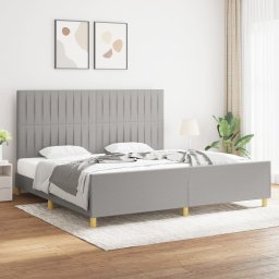 Cadru de pat cu tablie, gri deschis, 200x200 cm, textil GartenMobel Dekor