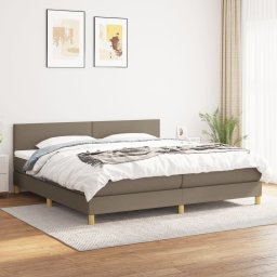 Pat box spring cu saltea, gri taupe, 200x200 cm, textil GartenMobel Dekor