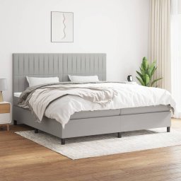 Pat box spring cu saltea, gri deschis, 200x200 cm, textil GartenMobel Dekor