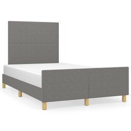 Cadru de pat cu tablie, gri închis, 120x190 cm, material textil GartenMobel Dekor