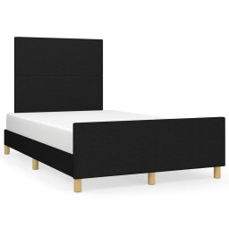 Cadru de pat cu tablie, negru, 120x190 cm, material textil GartenMobel Dekor