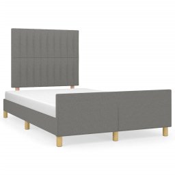 Cadru de pat cu tablie, gri închis, 120x190 cm, material textil GartenMobel Dekor