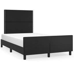 Cadru de pat cu tablie, negru, 120x190 cm, piele ecologica GartenMobel Dekor