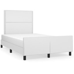Cadru de pat cu tablie, alb, 120x190 cm, piele ecologica GartenMobel Dekor