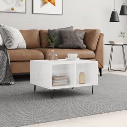 Masuta de cafea, alb extralucios, 60x50x36,5 cm, lemn compozit GartenMobel Dekor