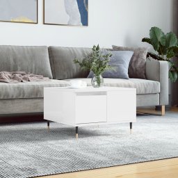 Masuta de cafea, alb extralucios, 55x55x36,5 cm, lemn prelucrat GartenMobel Dekor