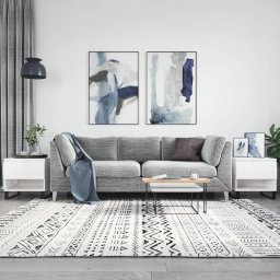 Mese de cafea 2 buc. alb extralucios 50x46x50 cm lemn compozit GartenMobel Dekor