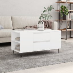 Masuta de cafea, alb, 102x44,5x50 cm, lemn prelucrat GartenMobel Dekor