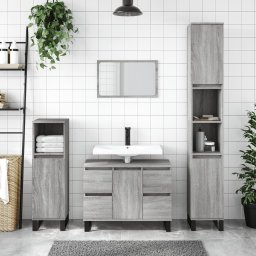 Dulap de baie, gri sonoma, 30x30x100 cm, lemn prelucrat GartenMobel Dekor