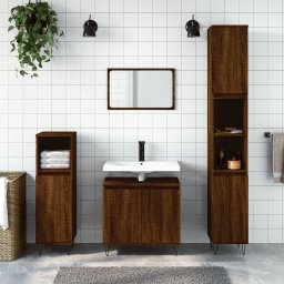 Dulap de baie, stejar maro, 58x33x60 cm, lemn prelucrat GartenMobel Dekor