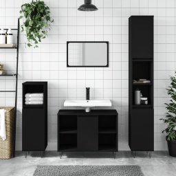 Dulap pentru baie, negru, 80x33x60 cm, lemn compozit GartenMobel Dekor
