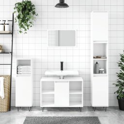 Dulap pentru baie, alb extralucios, 80x33x60 cm, lemn compozit GartenMobel Dekor