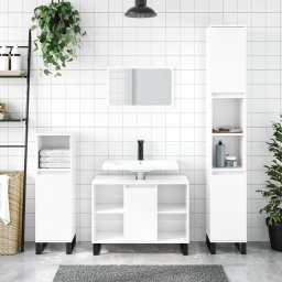 Dulap pentru baie, alb extralucios, 80x33x60 cm, lemn compozit GartenMobel Dekor