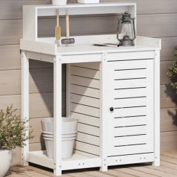 Masa de plantare cu rafturi alb 82,5x50x109,5 cm lemn masiv pin GartenMobel Dekor