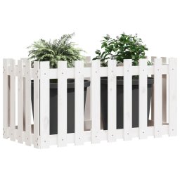 Pat înaltat gradina design gard alb 100x50x50cm lemn pin tratat GartenMobel Dekor