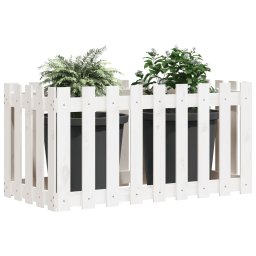 Pat înaltat gradina design gard alb 100x50x70cm lemn pin tratat GartenMobel Dekor