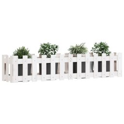 Pat înaltat gradina design gard alb 150x30x30cm lemn pin tratat GartenMobel Dekor