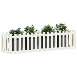 Pat înaltat gradina design gard alb 200x50x50cm lemn pin tratat GartenMobel Dekor