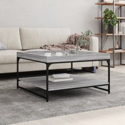 Masuta cafea, gri sonoma, 80x80x45 cm lemn prelucrat si fier GartenMobel Dekor