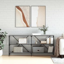 Masa consola, gri sonoma, 160x30x75 cm, lemn prelucrat si fier GartenMobel Dekor