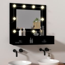 Dulap cu oglinda si LED, negru, 60x31,5x62 cm GartenMobel Dekor