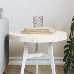 Blat de masa rotund, alb, Ø40x3 cm, lemn masiv de pin GartenMobel Dekor