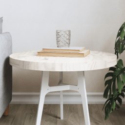 Blat de masa rotund, alb, Ø50x3 cm, lemn masiv de pin GartenMobel Dekor