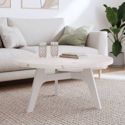 Blat de masa rotund, alb, Ø90x3 cm, lemn masiv de pin GartenMobel Dekor