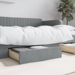 Sertare de pat 2 buc, gri deschis, lemn prelucrat si textil GartenMobel Dekor