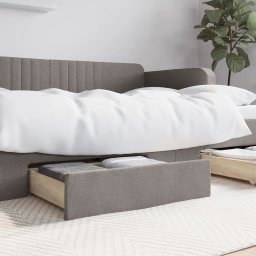 Sertare de pat 2 buc, gri taupe, lemn prelucrat si textil GartenMobel Dekor