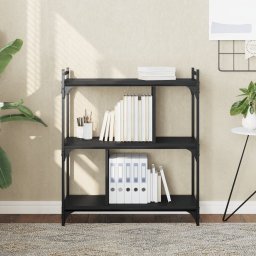 Biblioteca cu 3 niveluri, negru, 76x32x88 cm, lemn prelucrat GartenMobel Dekor