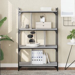 Biblioteca cu 4 niveluri gri sonoma 76x32x123 cm lemn compozit GartenMobel Dekor