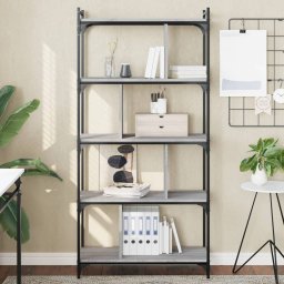 Biblioteca cu 5 niveluri gri sonoma 76x32x158 cm lemn compozit GartenMobel Dekor