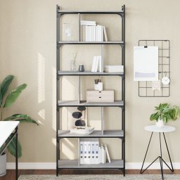 Biblioteca cu 6 niveluri gri sonoma 76x32x192 cm lemn compozit GartenMobel Dekor