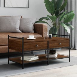 Masuta de cafea, stejar maro, 99x50x50 cm, lemn prelucrat GartenMobel Dekor