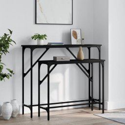 Masute console, 2 buc., negru, lemn compozit GartenMobel Dekor