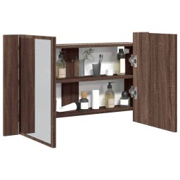 Dulap de baie cu oglinda si LED stejar maro, 80x12x45 cm, acril GartenMobel Dekor