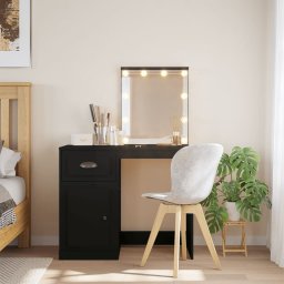 Masa de toaleta cu LED-uri, negru, 90x42x132,5 cm GartenMobel Dekor