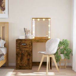 Masa de toaleta cu LED-uri, stejar fumuriu, 90x42x132,5 cm GartenMobel Dekor