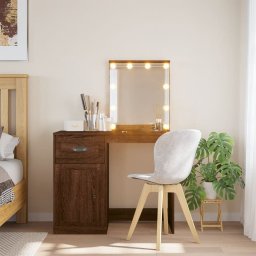 Masa de toaleta cu lumini LED, stejar maro, 90x42x132,5 cm GartenMobel Dekor