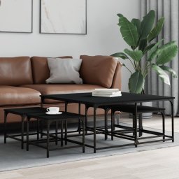 Mese suprapuse de cafea, 5 buc, negru, lemn prelucrat GartenMobel Dekor